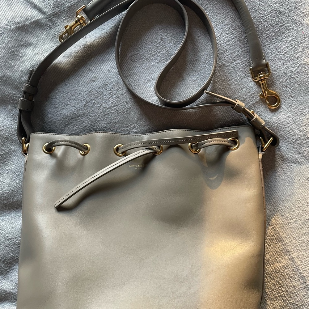 Saint Laurent Emmanuelle Leather Bucket Bag